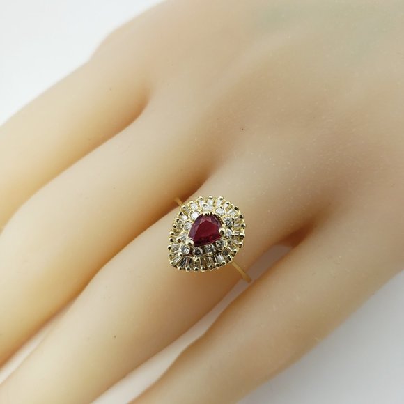 Vintage 14 Karat Yellow Gold Ruby and Diamond Ring Size 7 GAI Certified #10145 - Picture 7 of 8